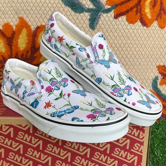 Vans Classic Slip On Butterfly Floral Marshmallow/True White Men’s sneake… - Picture 6 of 16